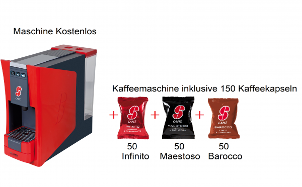 Starterkit 150 Kapseln inklusive Kaffeemaschine S12 ROT